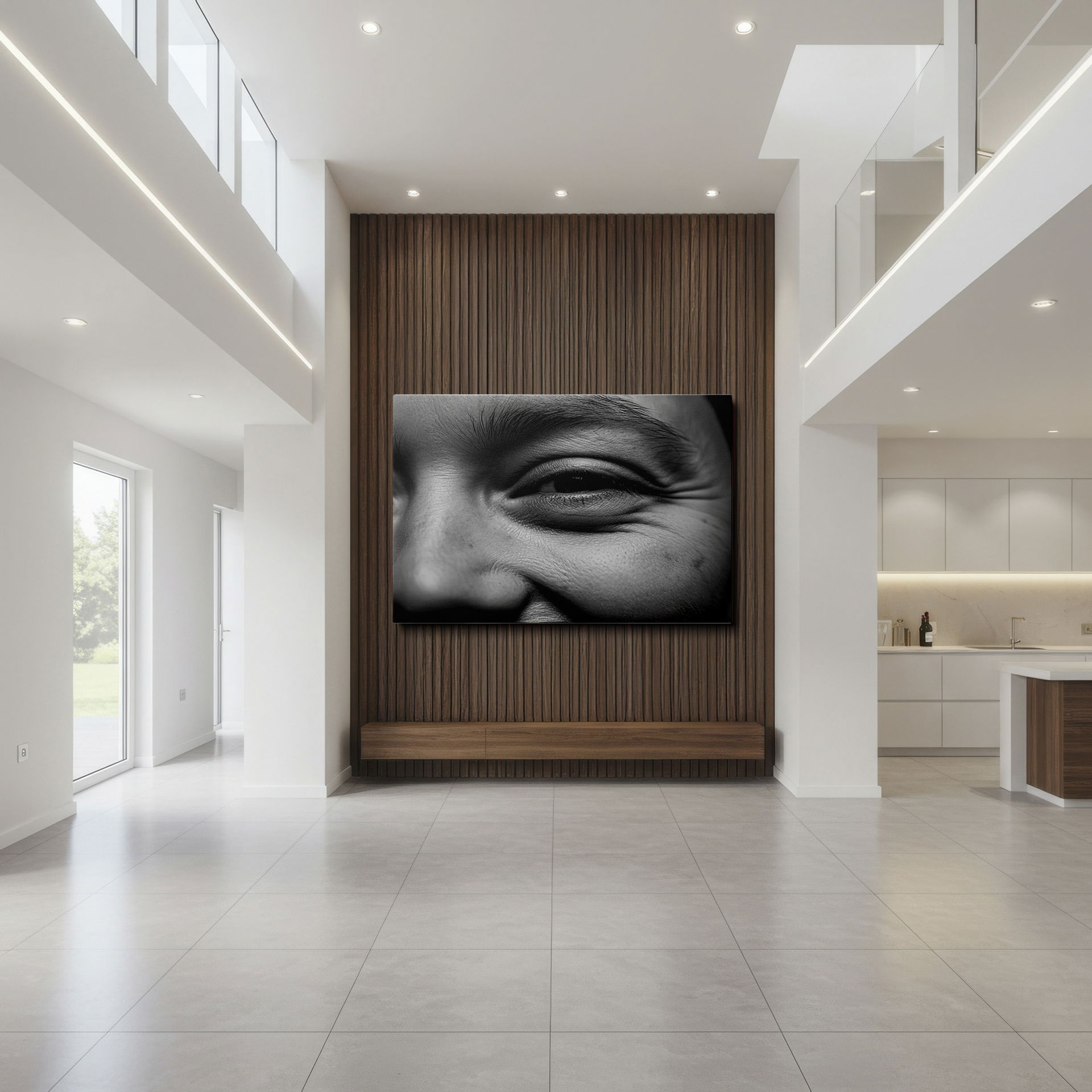 Monochrome portrait of an eye conveying depth, a thought-provoking wall decor.