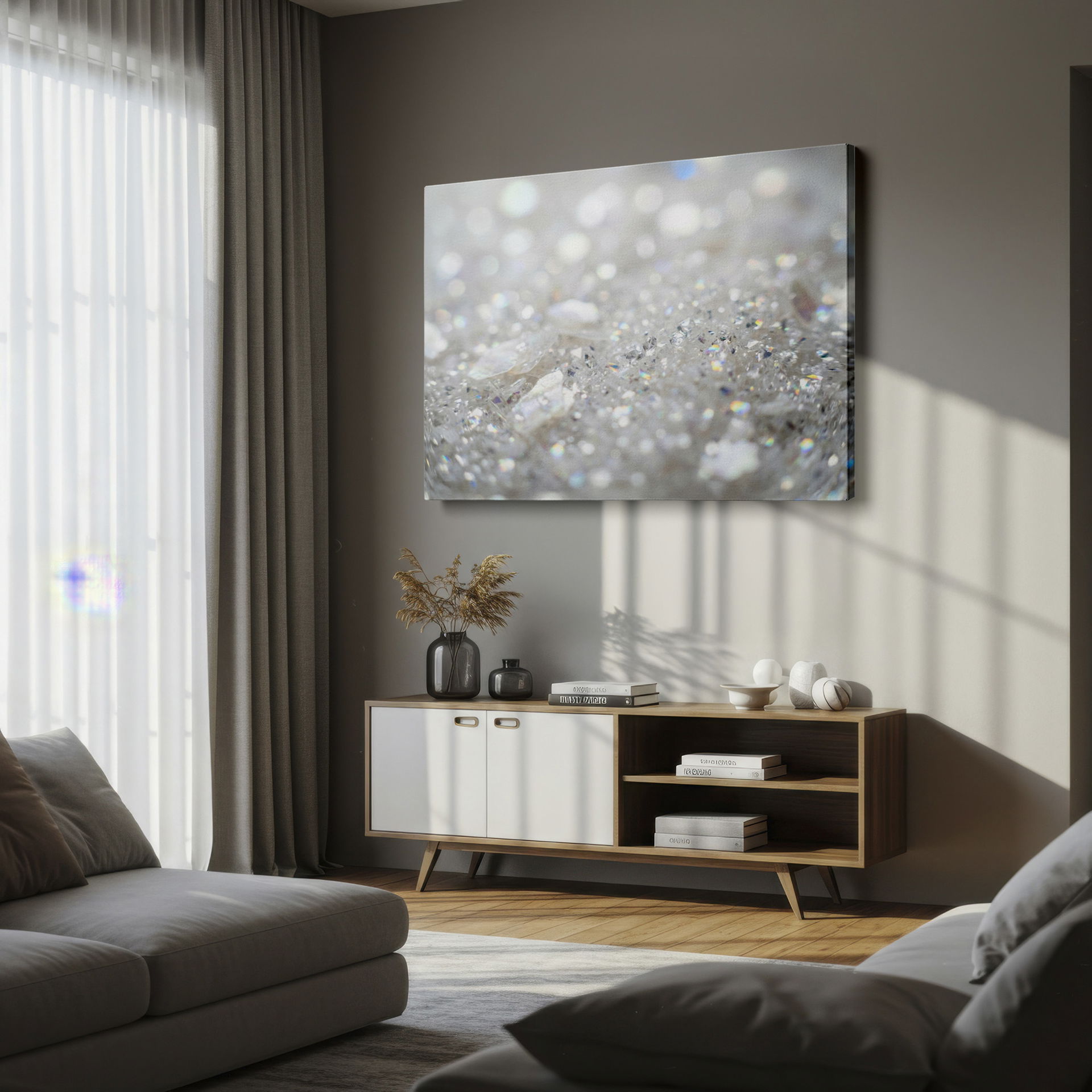 Capture the shimmer of crystal fragments with this eye-catching wall decor.