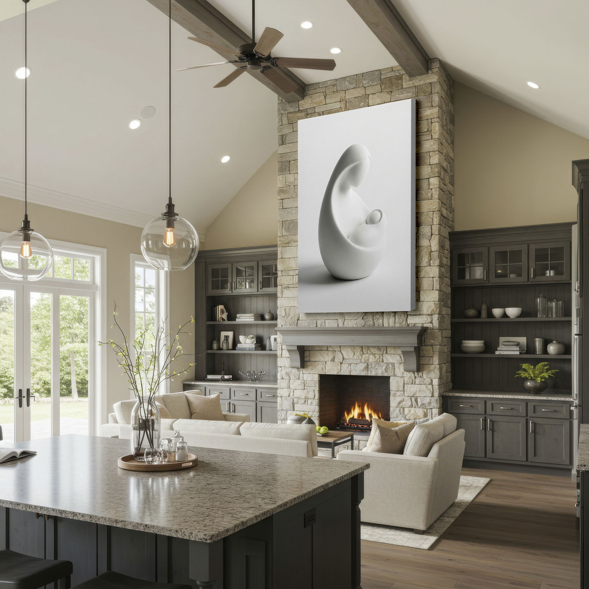 Modern interpretation of Madonna and Child for home wall decor.