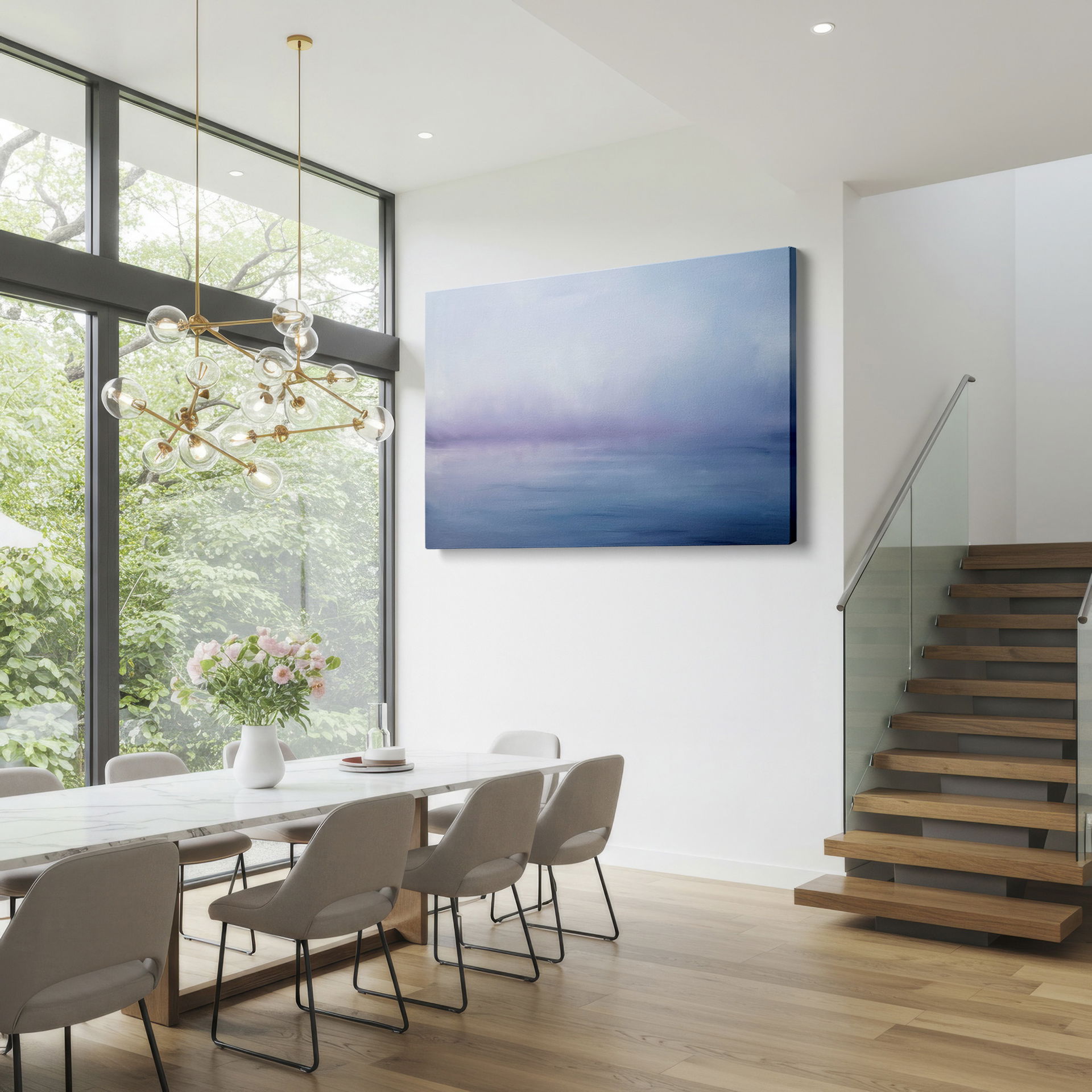 Calming pastel tones blend seamlessly in this abstract wall art, a sophisticated choice for wall decor.