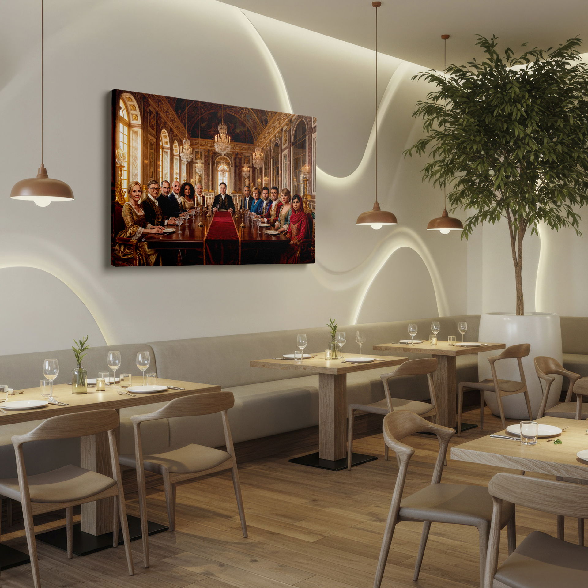 Striking wall art print of 'The Last Supper: Celebrities Edition', ideal for conversation.