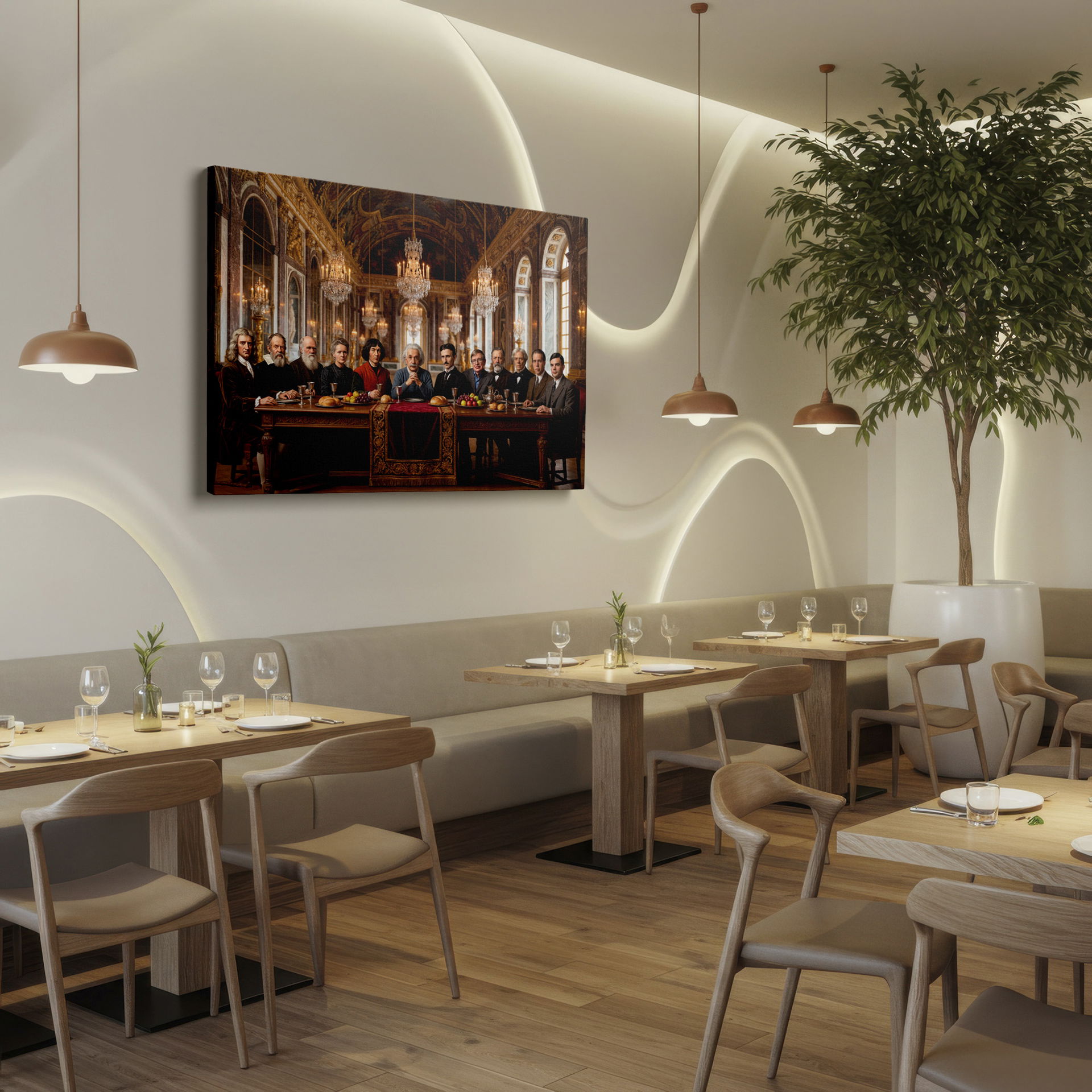 Wrapped Canvas presents a unique portrayal of the Last Supper, featuring renowned scientists.