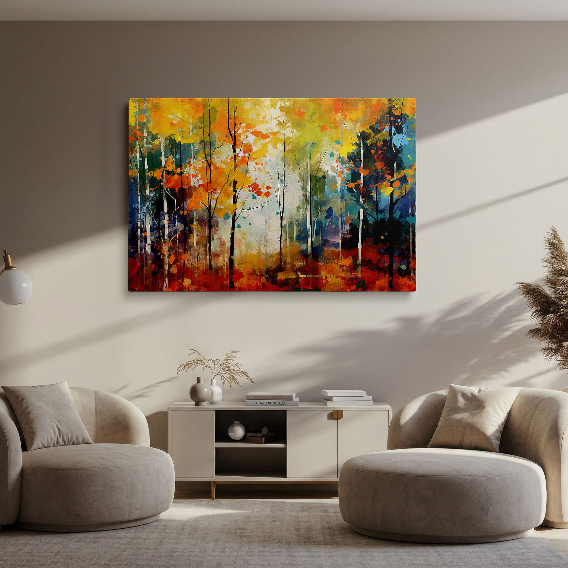 Aligned with a curated gallery wall of abstract artworks — autumn symphony - captivating colors and shapes embody the season's spirit large wall art, canvas wall art, wall decor, office wall art