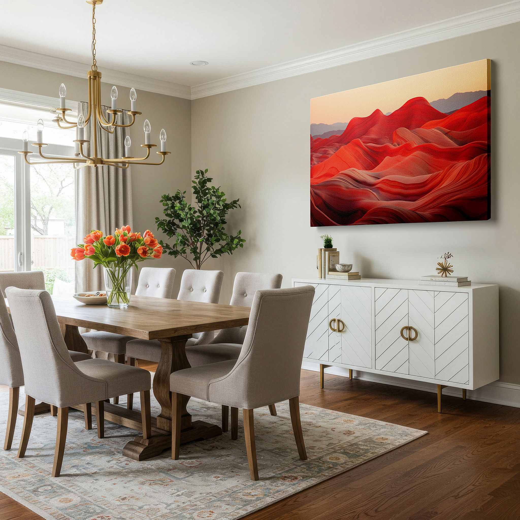 Aligned with a curated gallery wall of abstract artworks — stunning red rock waves - a tribute to nature's artistic mastery large wall art, canvas wall art, wall decor, office wall art, bedroom wall art