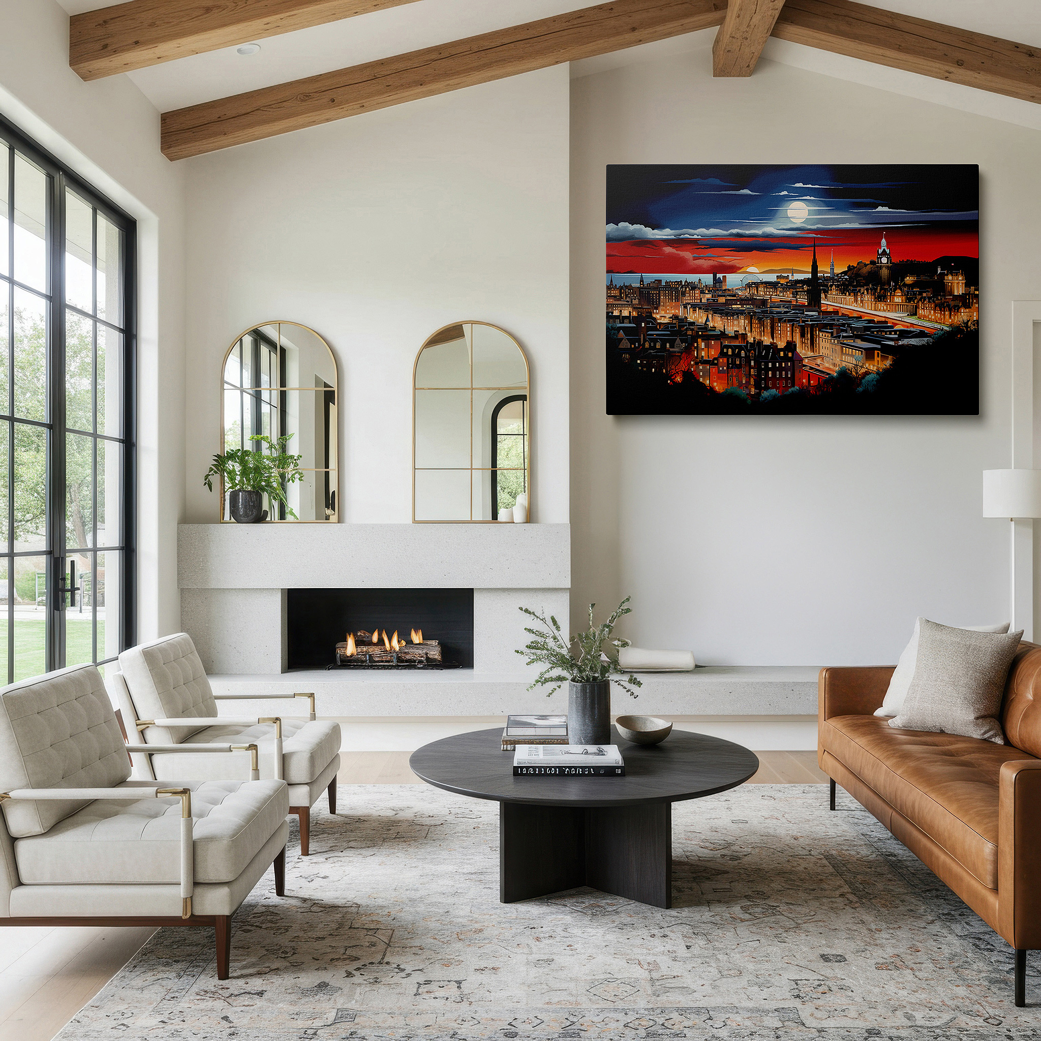 Available in 30×20 cm — a subtle addition to small personal spaces — enchanting sunset above edinburgh's historic skyline wall art, large canvas print, home and office decor, suitable for living rooms, bedrooms, and offices