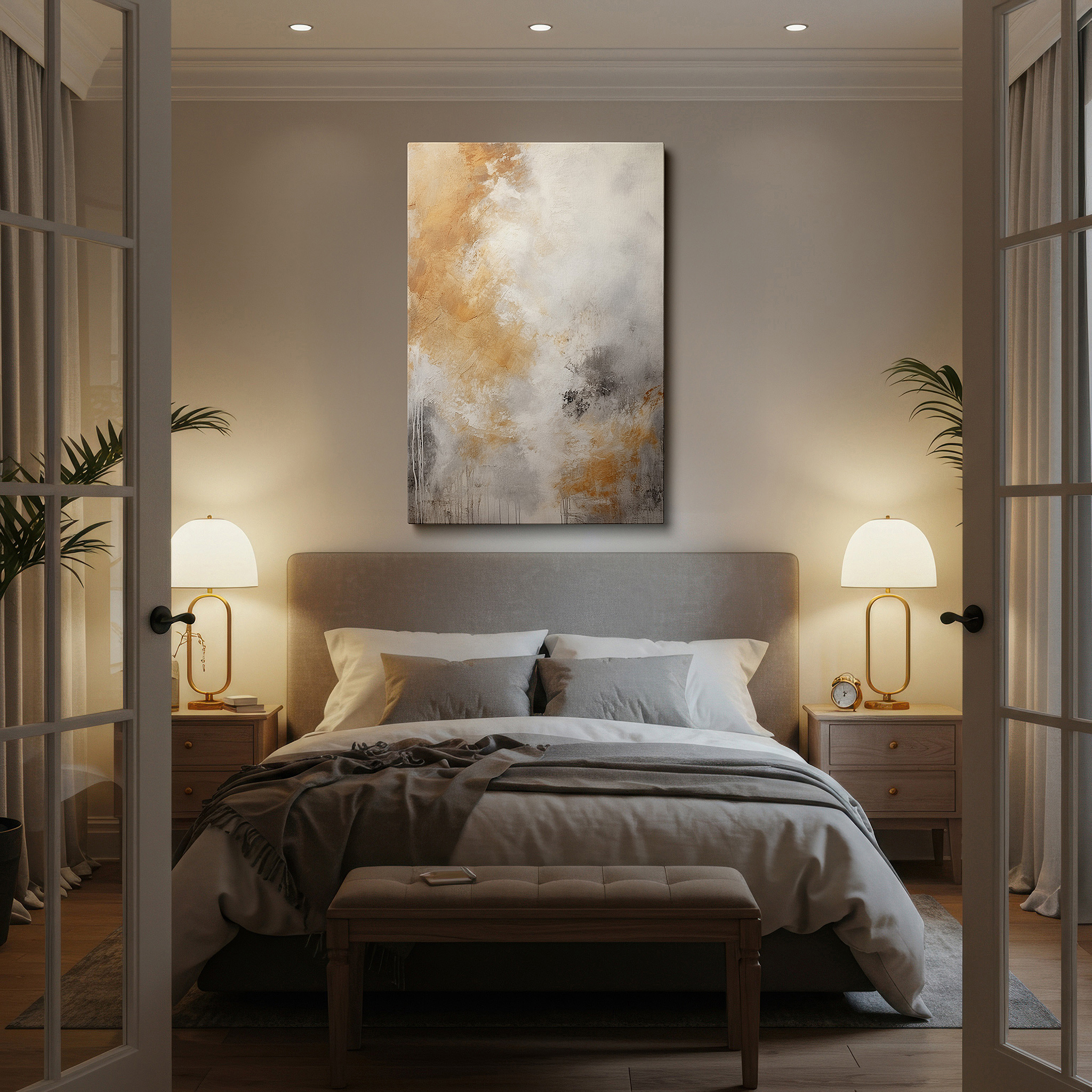 Available in 30×20 cm — a subtle addition to small personal spaces — golden dawn tranquility: earthy textures and serene tones large wall art, canvas wall art, wall decor for office and bedroom