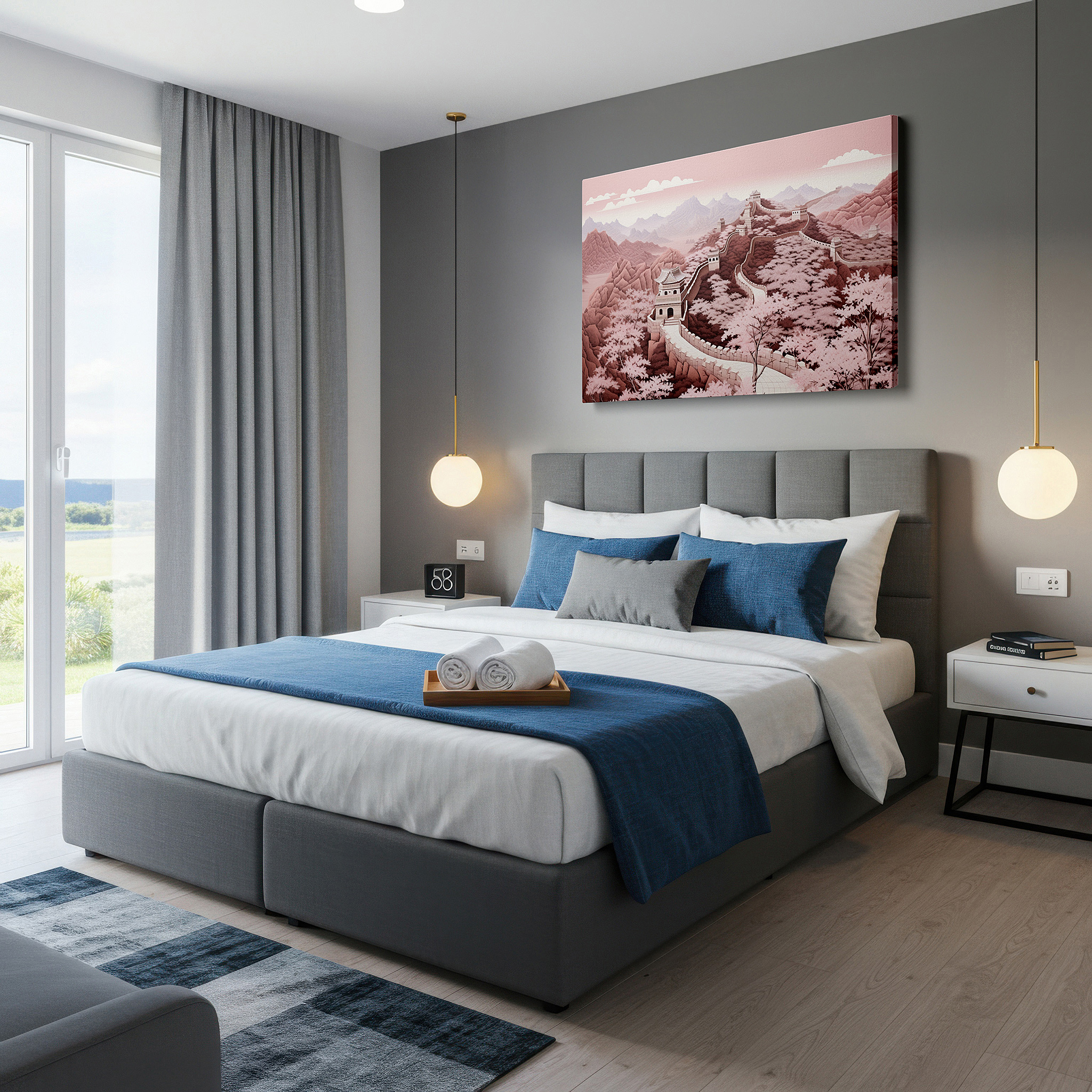 Available in 30×20 cm — a subtle addition to small personal spaces — great wall of china canvas print featuring rugged mountains and autumn foliage - large wall art for office and bedroom decor