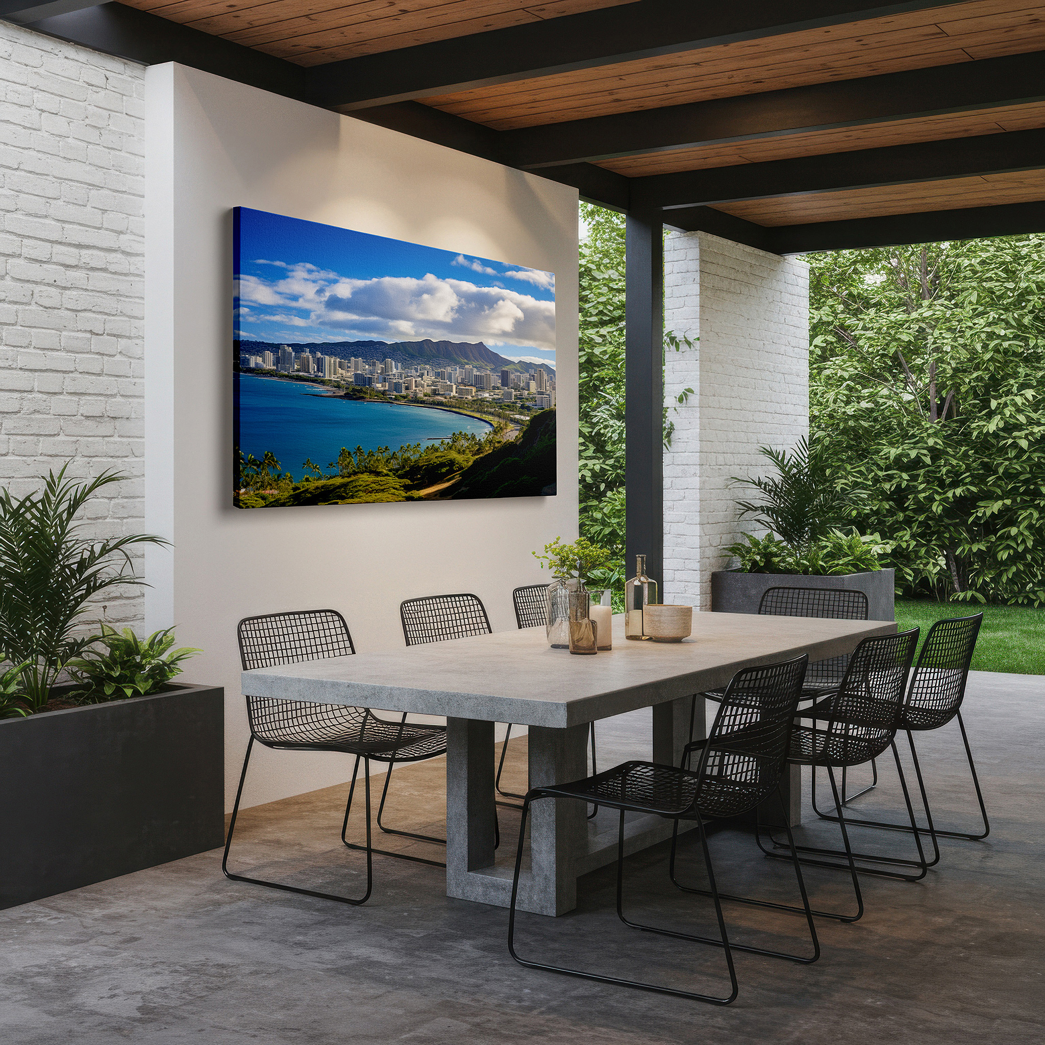 Available in 30×20 cm — a subtle addition to small personal spaces — honolulu coastline and diamond head crater - tropical paradise large wall art, canvas decor for office and bedroom