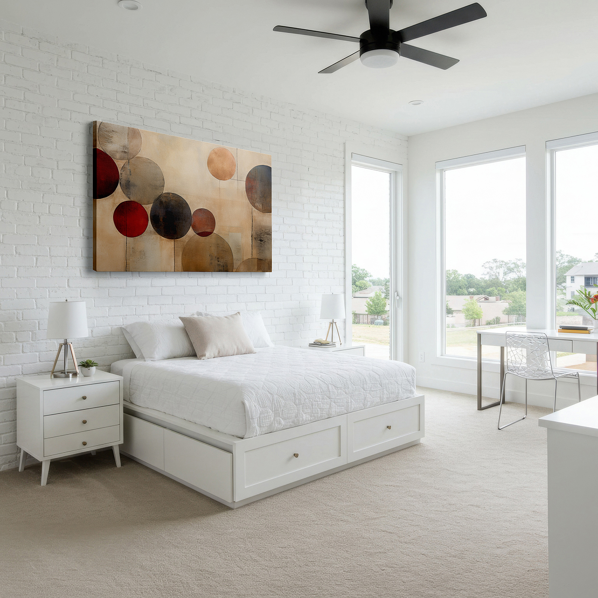 Available in 30×20 cm — a subtle addition to small personal spaces — soft pastel tranquil circles, minimalist serene elegance large wall art, canvas wall decor for office
