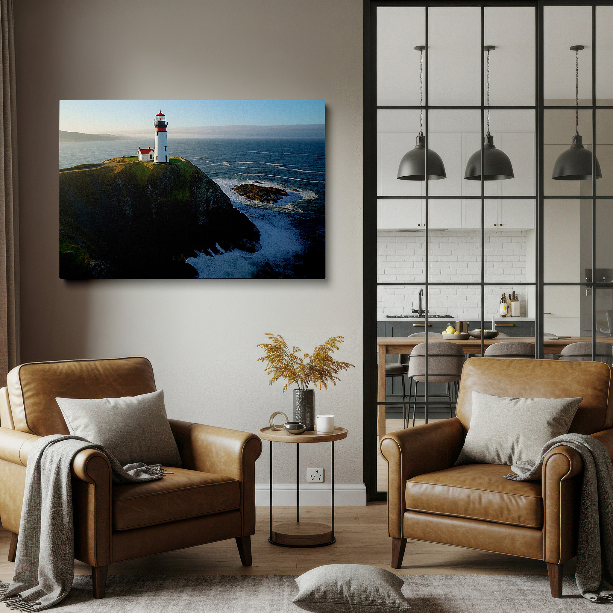 Available in 30×20 cm — a subtle addition to small personal spaces — stormy seas and majestic lighthouse: a symbol of hope and resilience - large canvas wall art for home and office decor