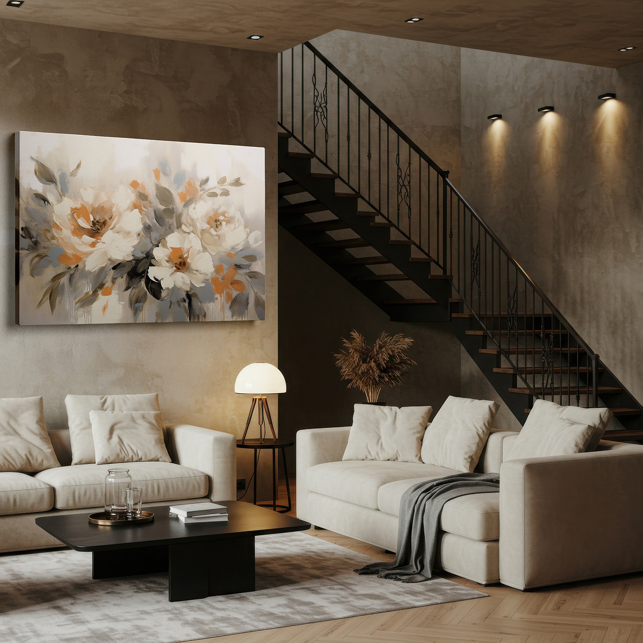 Back view reveals professional finishing and solid wood frame — soft-hued flower sanctuary: tranquil and serene large wall art, canvas decor for office and bedroom