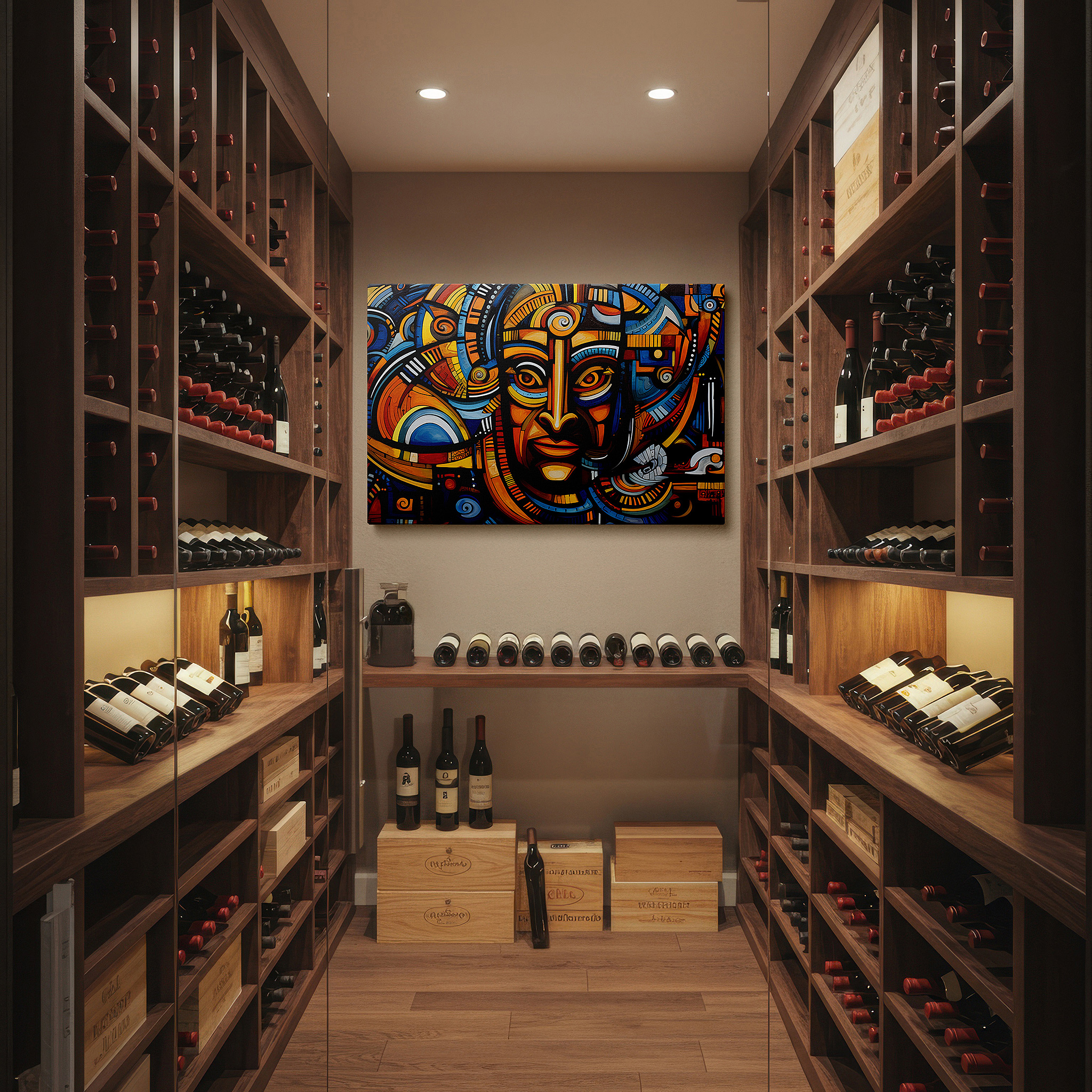 Bold and expansive at 90×60 cm — ideal for making a statement above large furniture — a rich mosaic of cultural narratives expressed in vivid hues and detailed patterns: large wall art, canvas wall art, wall decor for office