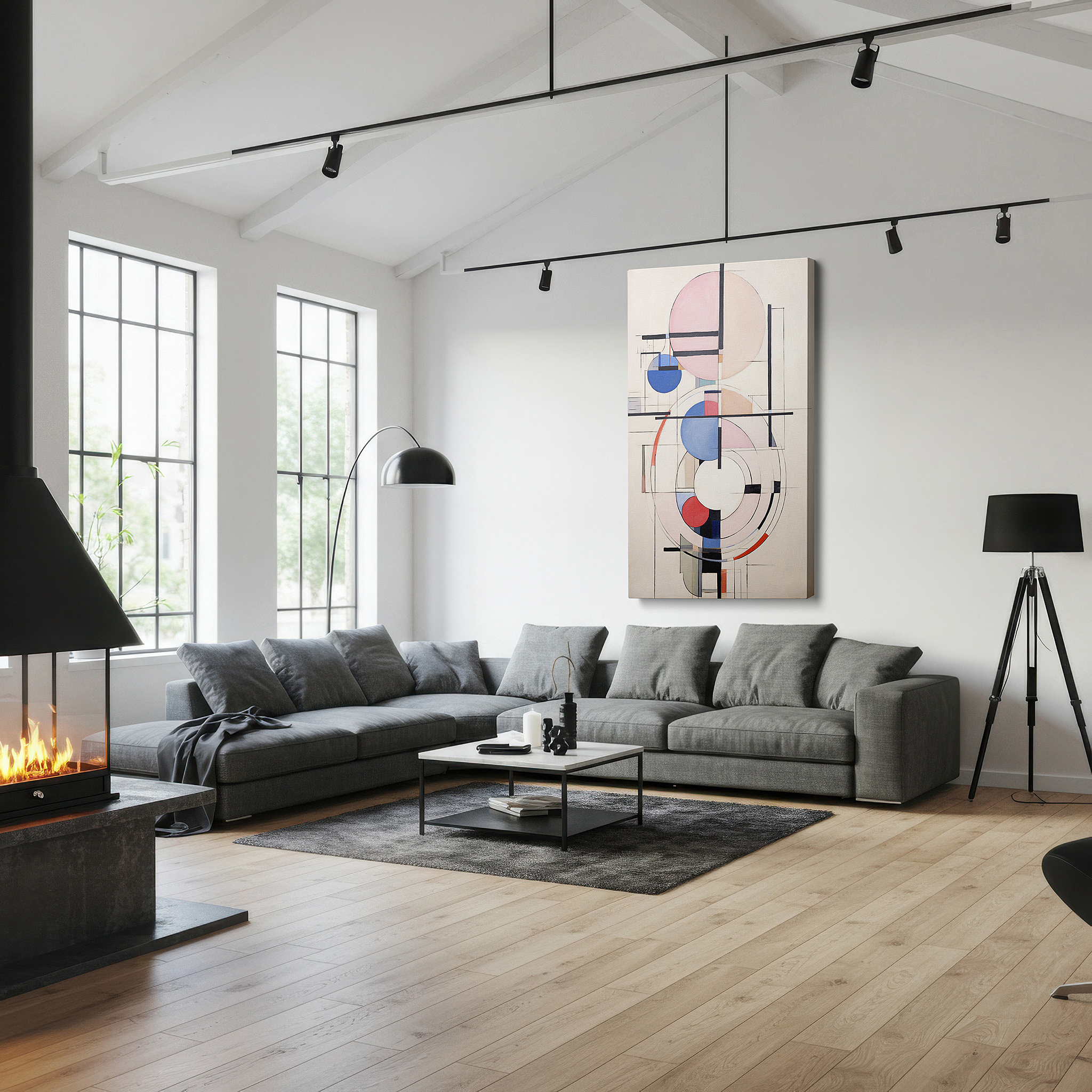 Bold and expansive at 90×60 cm — ideal for making a statement above large furniture — wall art: tranquil balance with soft geometric designs for peaceful contemplation - large canvas art, decorative wall pieces, office and bedroom decor