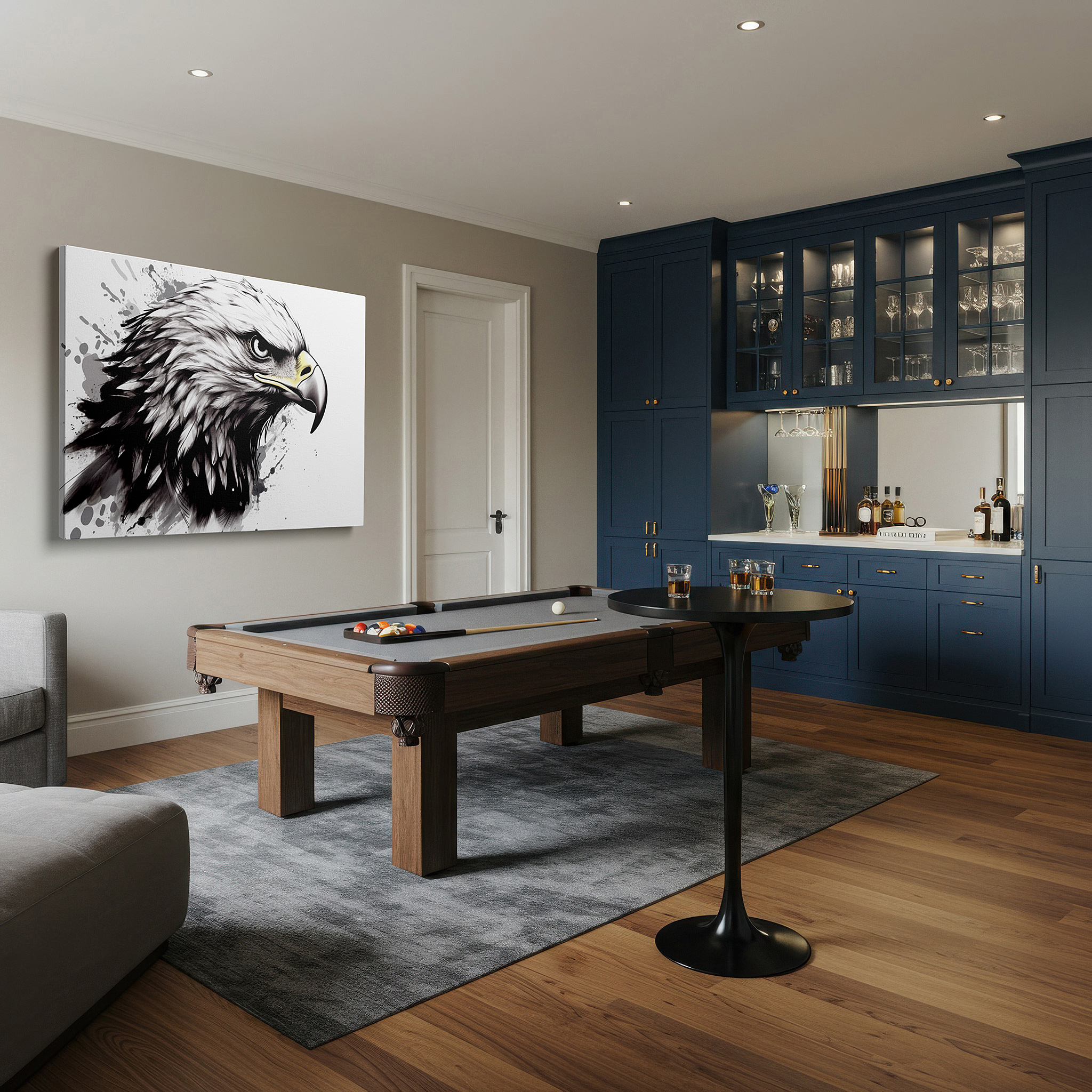 Close-up shows rich pigment, color blending, and brushwork texture — monochrome eagle: a powerful and free symbol - large wall art, canvas wall art, wall decor for offices