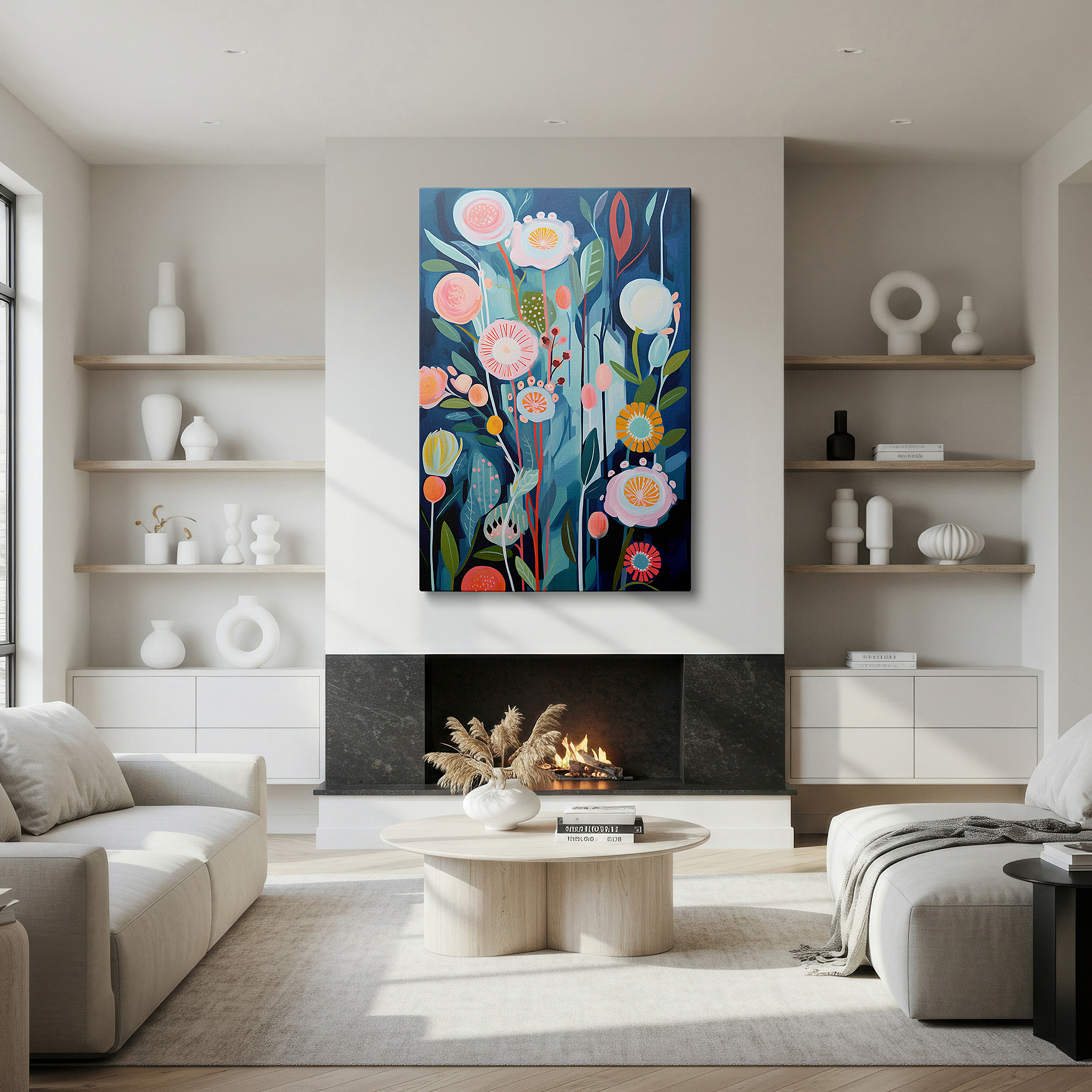 Close-up shows rich pigment, color blending, and brushwork texture — soft pastel enchanting blossoms: a whimsical display of spring's joy, large canvas wall art for office decor