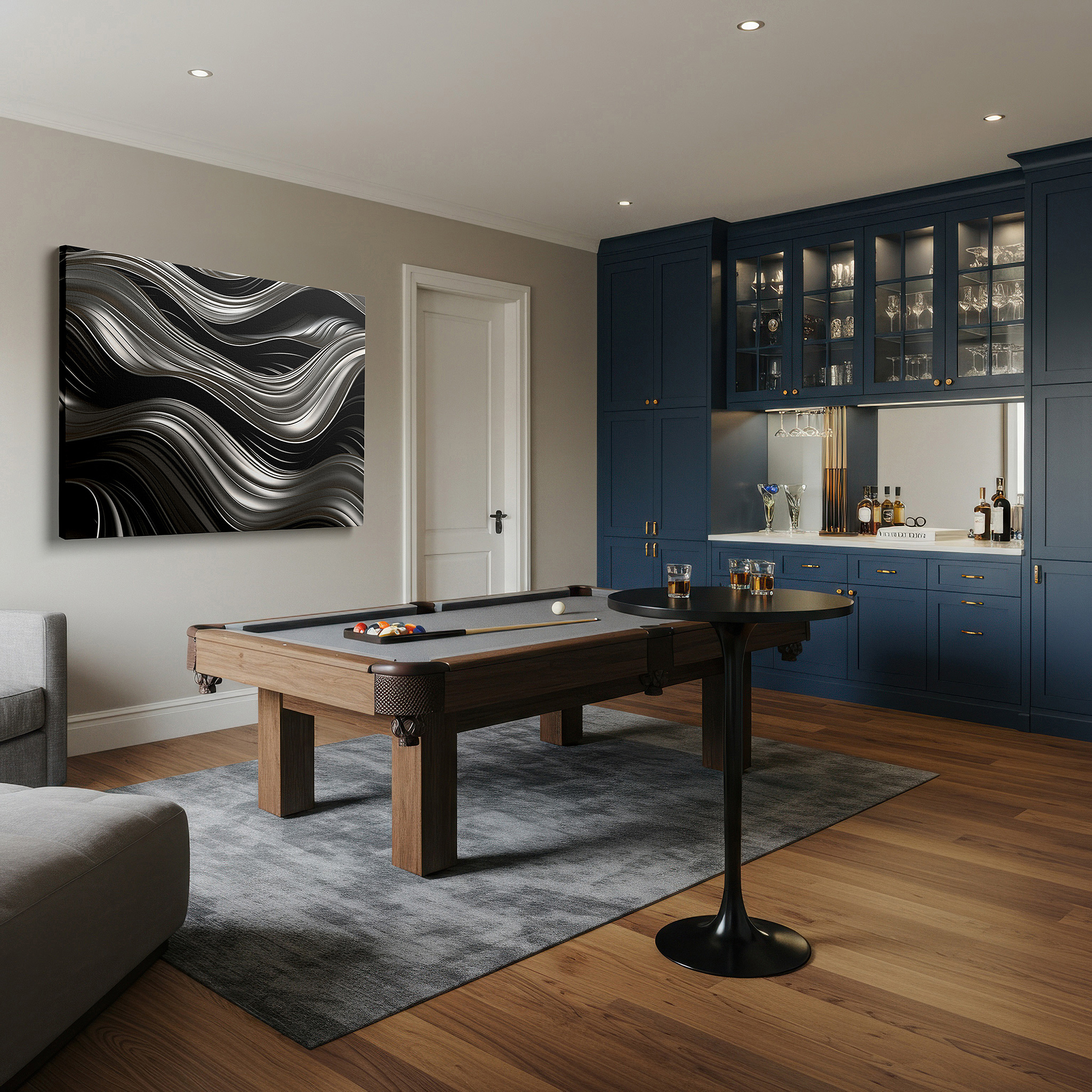 Installation made easy with a centered hook and clean wire mount — dramatic black waves: a symphony of movement and light - large canvas wall art for office and bedroom decor