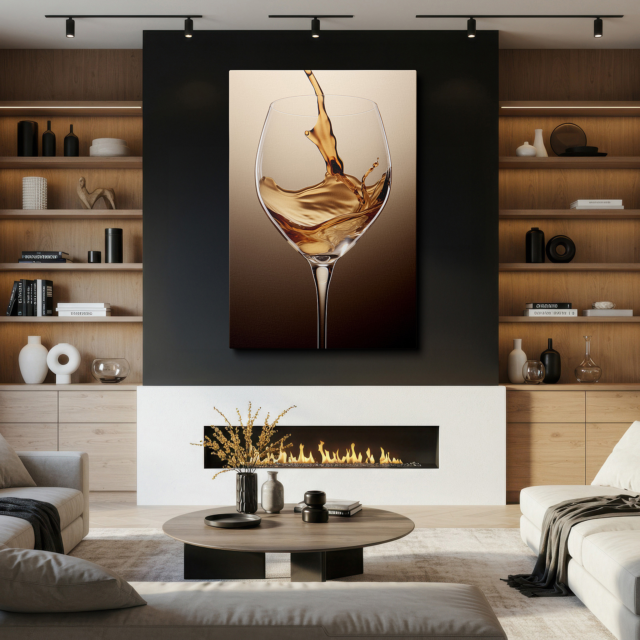Installation made easy with a centered hook and clean wire mount — golden elixir flowing into crystal: a symphony of light and luxury - large canvas wall art for office and bedroom decor