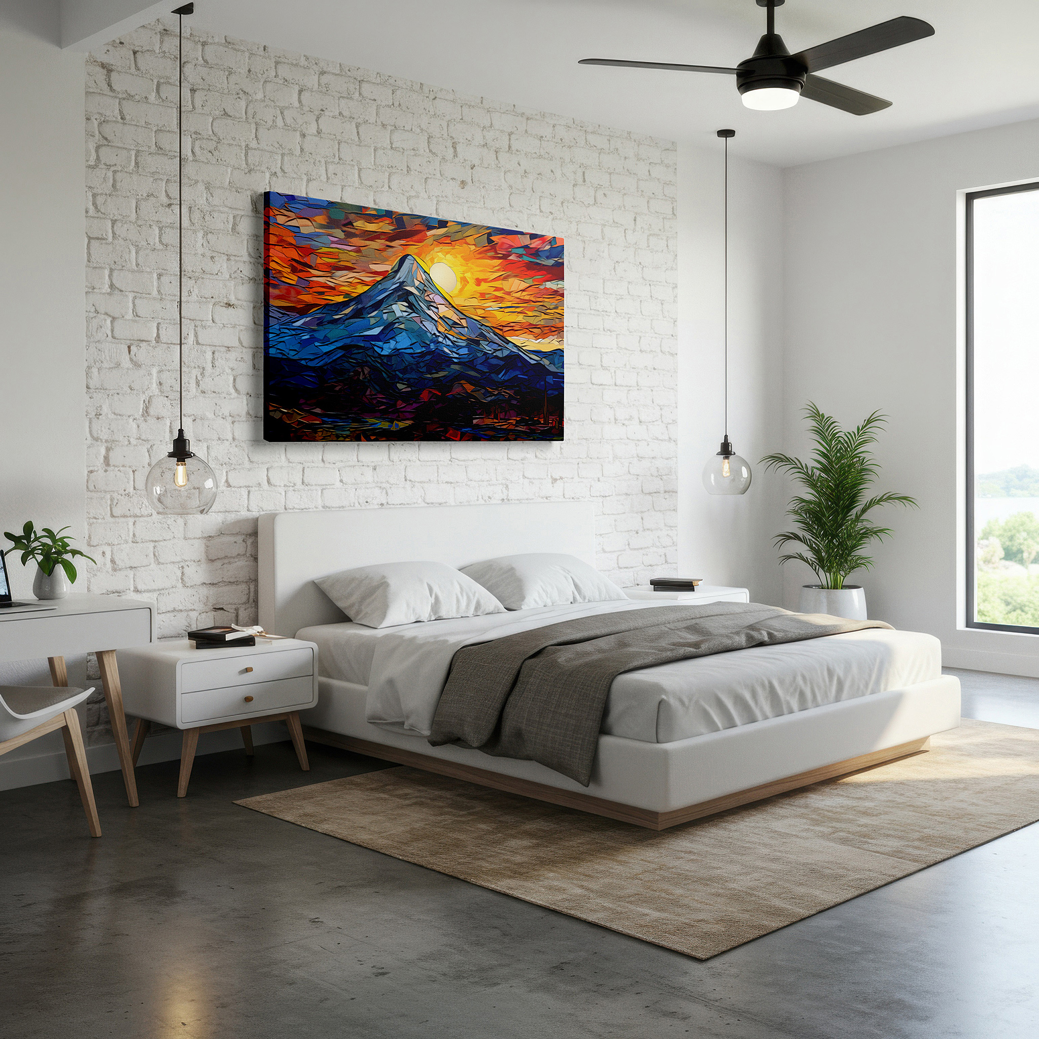Installation made easy with a centered hook and clean wire mount — mountain sunset panorama, nature's splendor and serenity large wall art, canvas wall decor for office and bedroom
