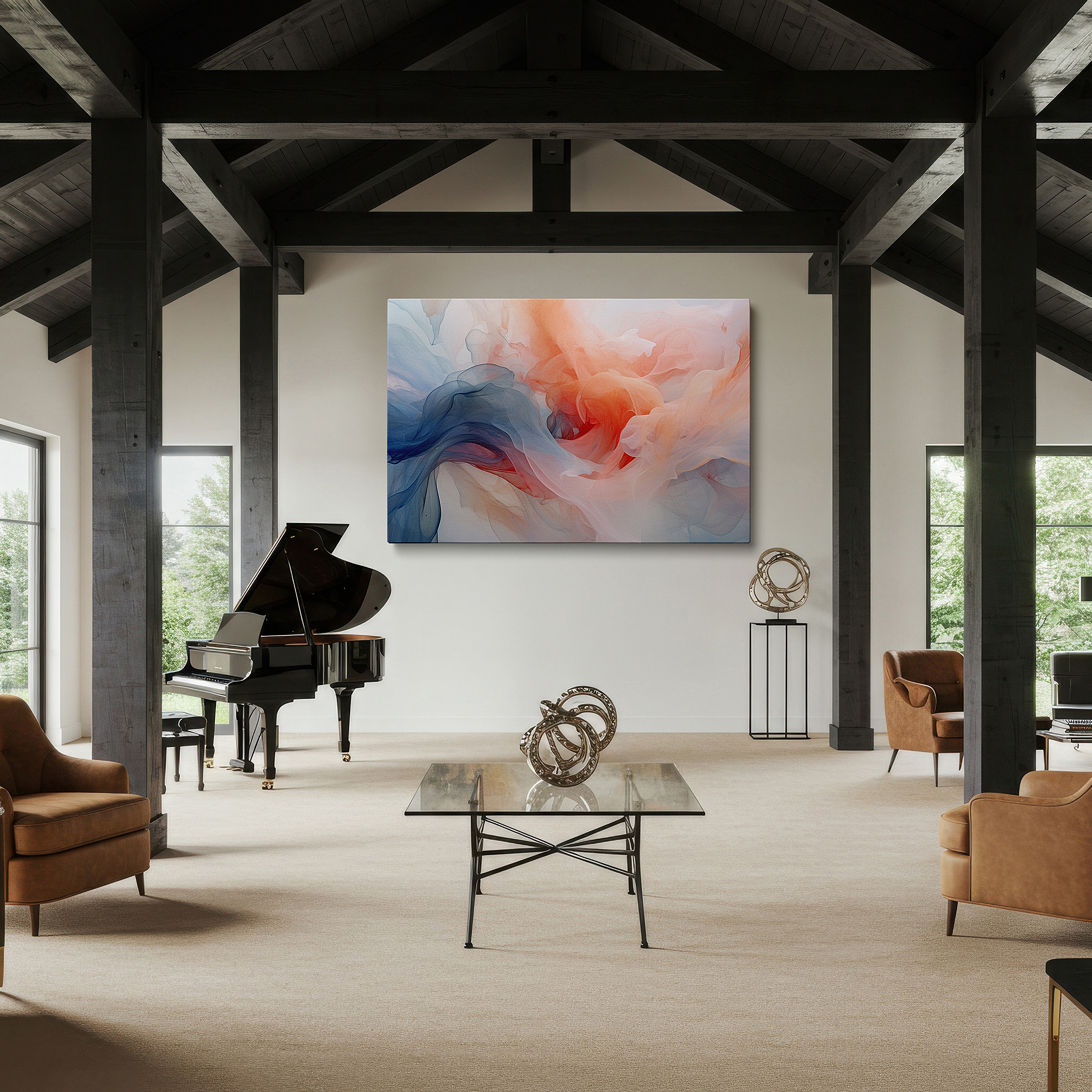 Installation made easy with a centered hook and clean wire mount — soft colors and ethereal textures symphony: soothing large wall art for bedrooms and offices