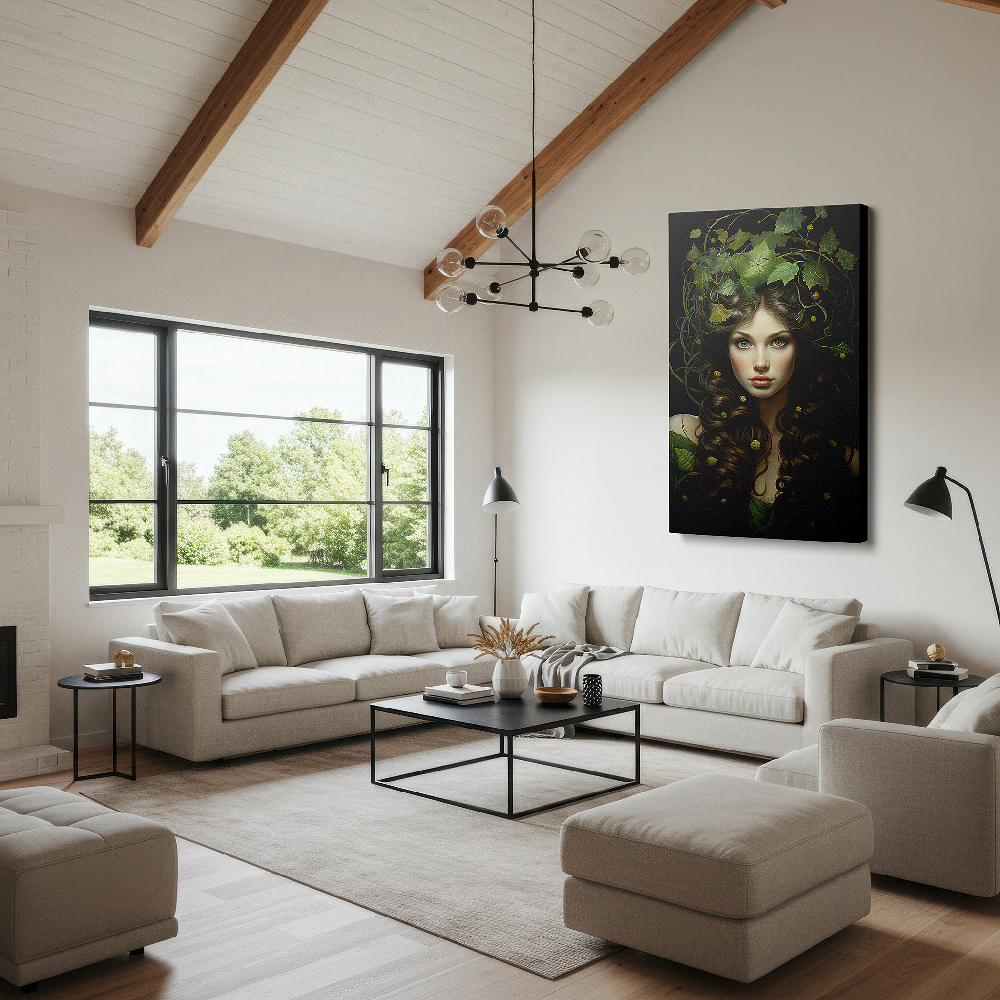 Lighting brings out layered depth in the print’s surface grain — ethereal beauty and nature's embrace: earthy tones large wall art, canvas wall art, wall decor for office, bedroom, and living room