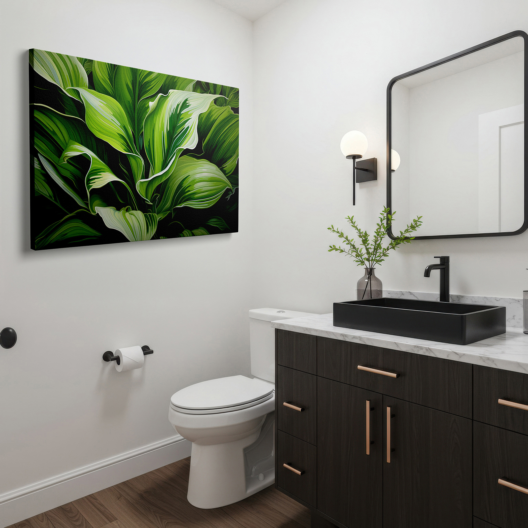 Perfectly sized at 45×30 cm for accenting shelves or narrow walls — nature's palette: vibrant greens and detailed textures in large canvas wall art for home and office decor