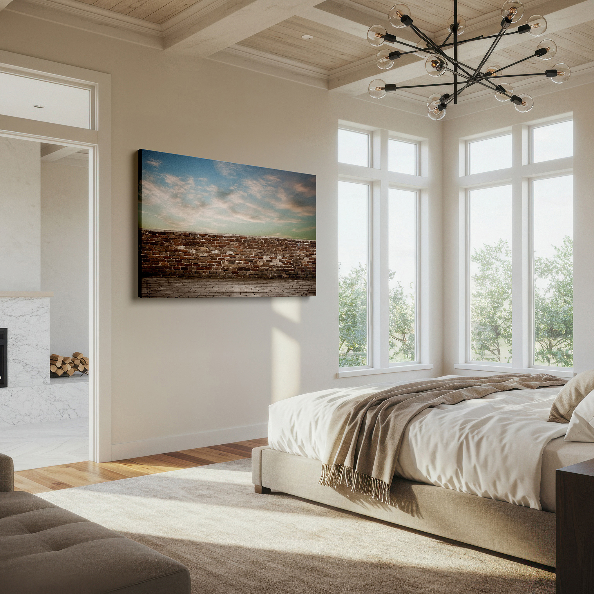 Perfectly sized at 45×30 cm for accenting shelves or narrow walls — timeless blend of aged bricks and evening sky large wall art, canvas wall decor for office, bedroom, and living room