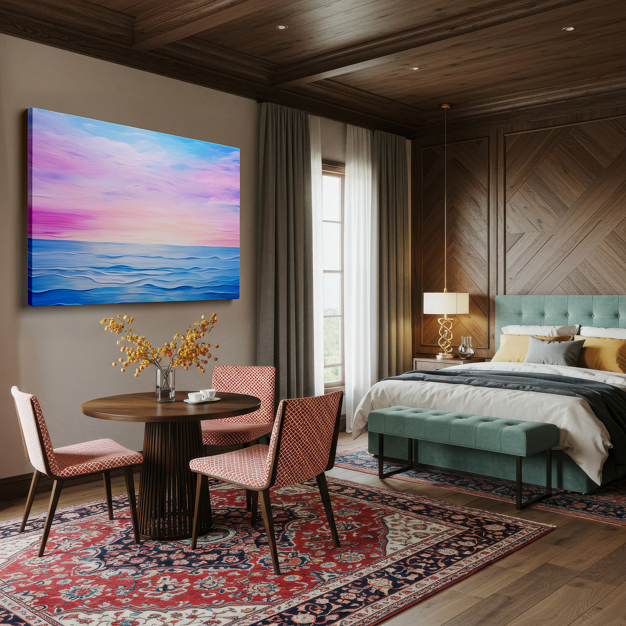 Perfectly sized at 45×30 cm for accenting shelves or narrow walls — tranquil seascape at dusk: large canvas wall art featuring gentle waves and pastel hues, perfect for office, bedroom, or living room decor