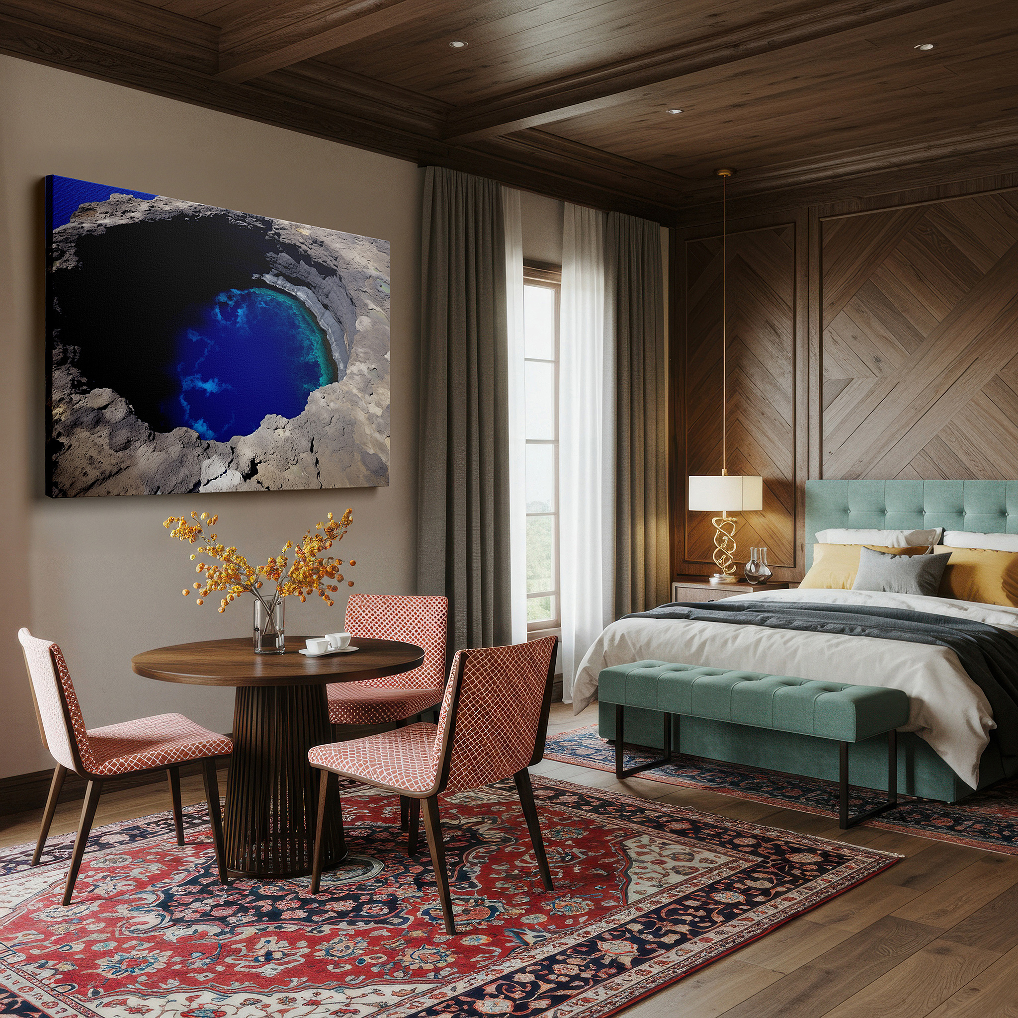 Perfectly sized at 45×30 cm for accenting shelves or narrow walls — tranquil waters and ancient lava rocks - striking natural beauty large wall art, canvas wall art, wall decor for office
