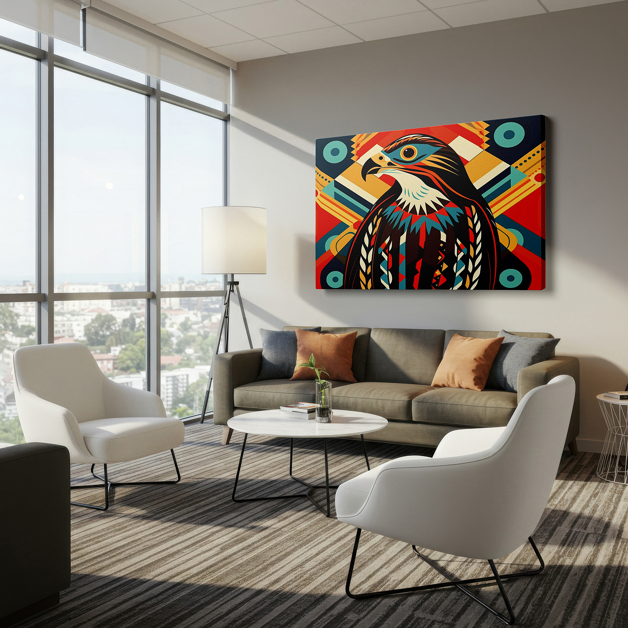 Perfectly sized at 45×30 cm for accenting shelves or narrow walls — vibrant and abstract stylized bird wall art celebrating nature and artistic expression, large canvas wall decor