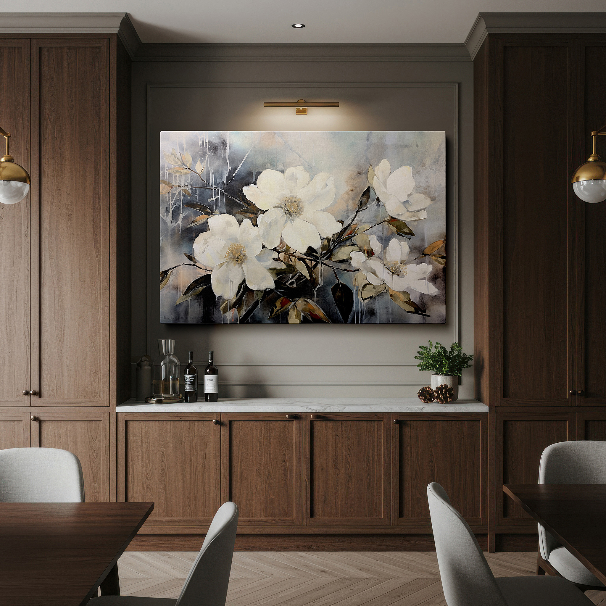Perfectly sized at 45×30 cm for accenting shelves or narrow walls — white magnolia elegance: gateway to serenity large canvas wall art for office, bedroom, and living room decor