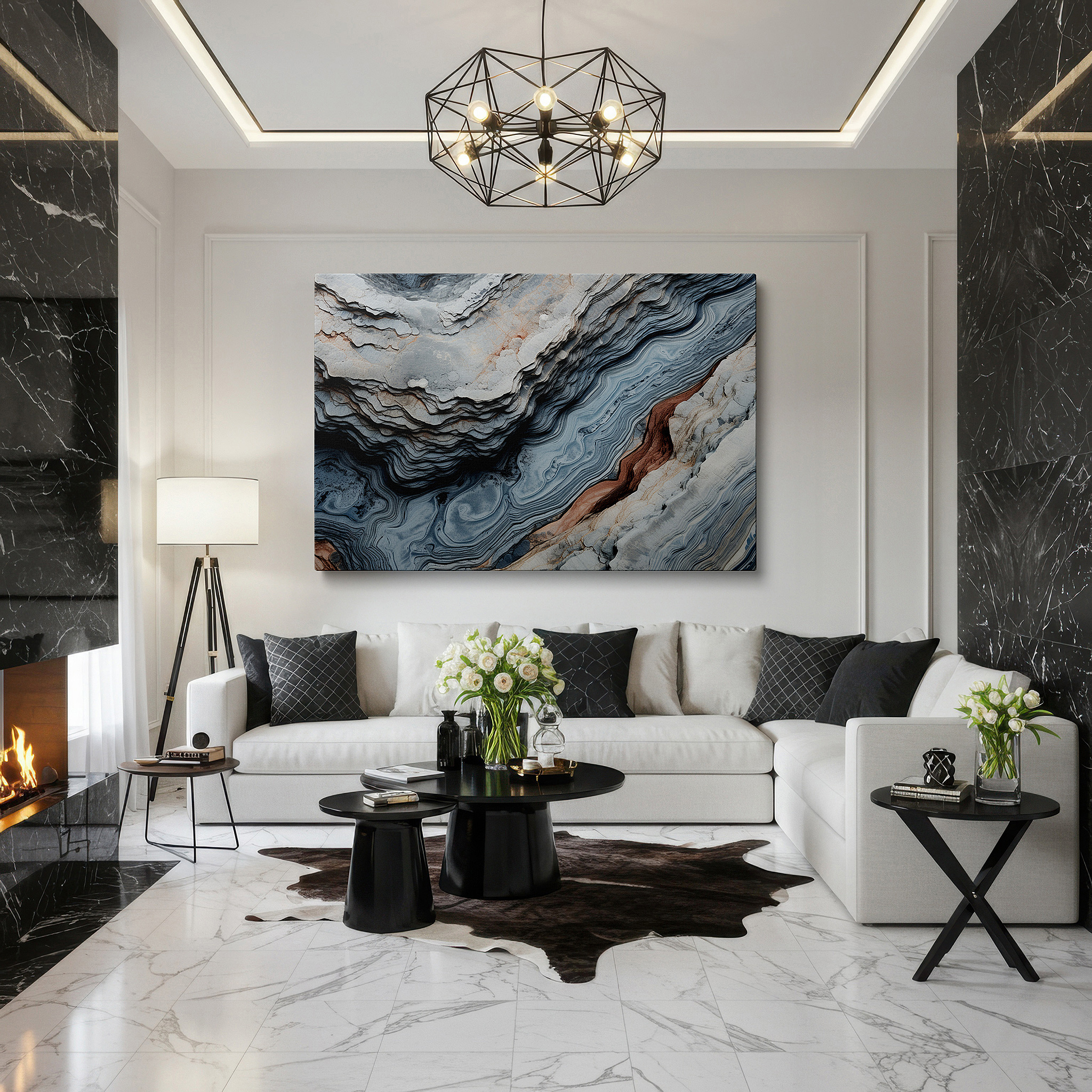 Positioned above a console table between ceramic vases — earthy tones and textures tapestry: large canvas wall art inspired by nature's eternal beauty, perfect for home and office decor
