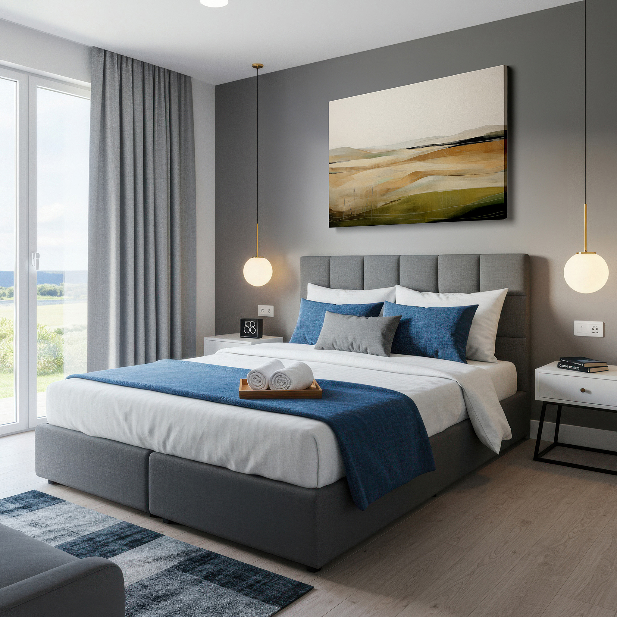 Side profile highlights a tightly wrapped canvas over a 3 cm deep stretcher — soft hues and gentle curves: a portal to tranquility - large wall art for bedrooms, living rooms, and offices