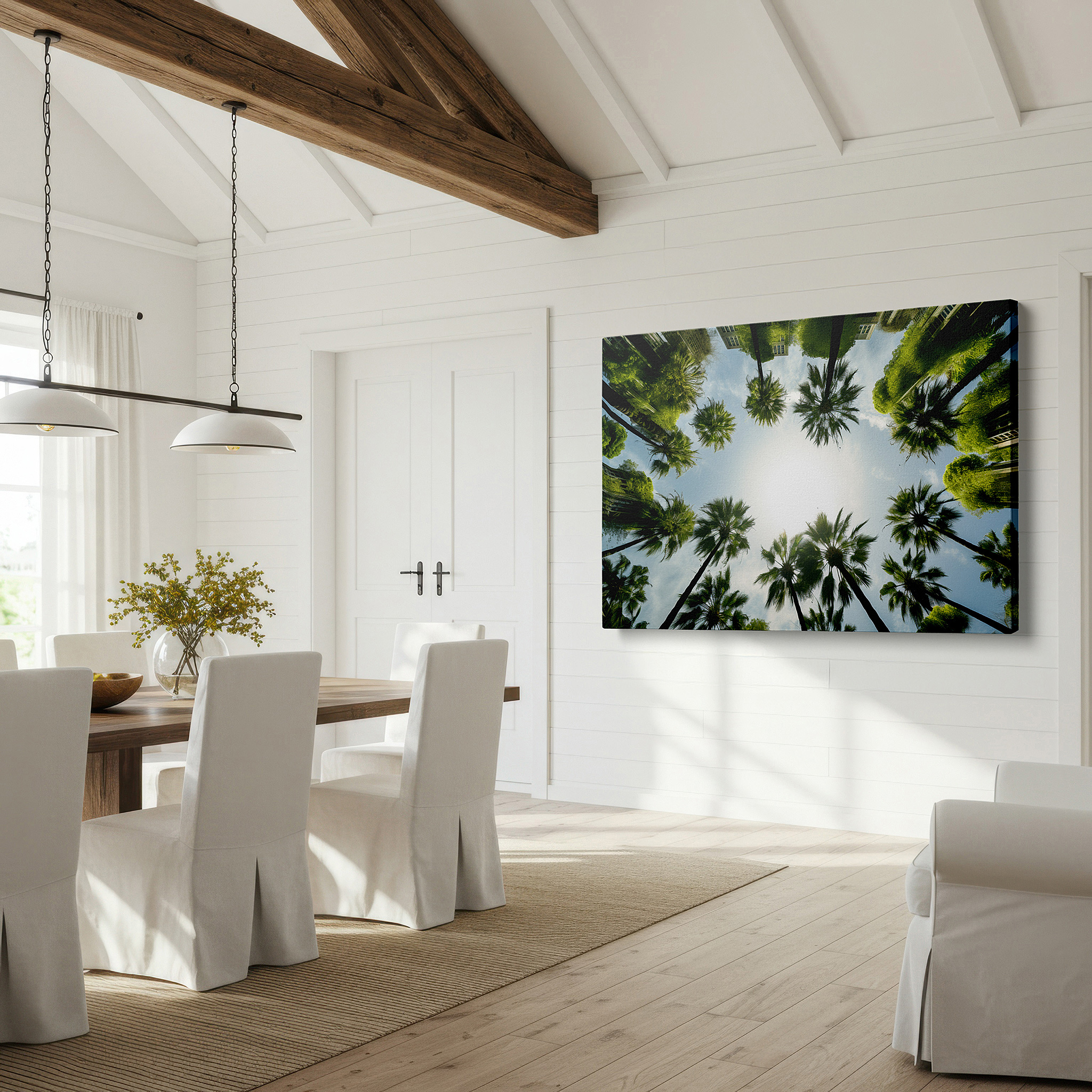 Side profile highlights a tightly wrapped canvas over a 3 cm deep stretcher — urban oasis in the heart of the city: a tranquil fusion of nature and design - large wall art, canvas wall art, wall decor for office and bedroom
