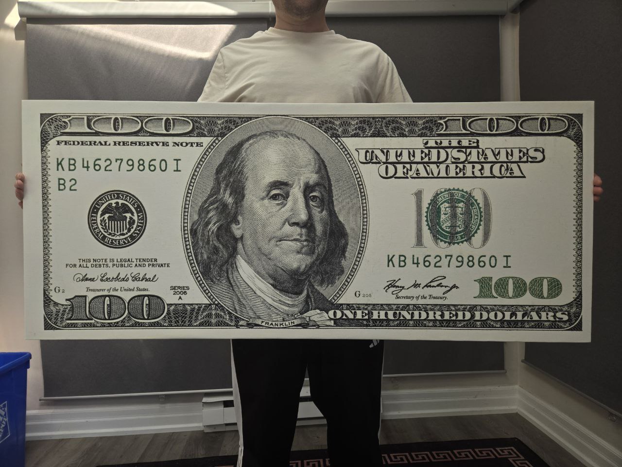 Hundred Dollar Canvas — Modern Money Wall Art on Wrapped Canvas (50x21 in / 127x53 cm)