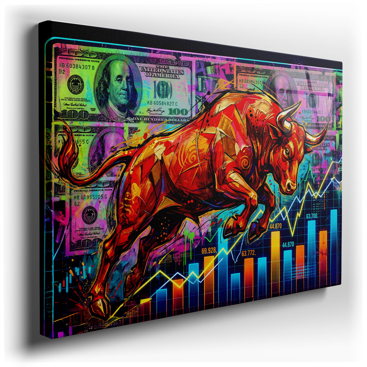 Financial Bull Market - Vibrant Canvas Wall Art