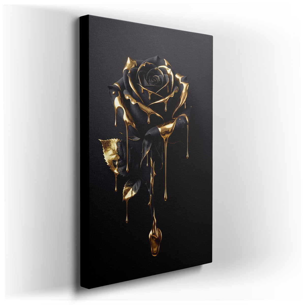 Elegant Black and Gold Rose - Modern Canvas Wall Art
