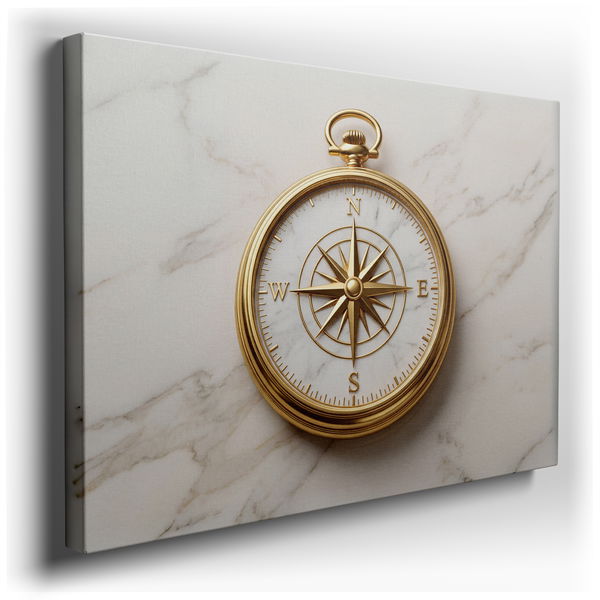 Golden Compass - Nautical Gold Canvas Wall Art