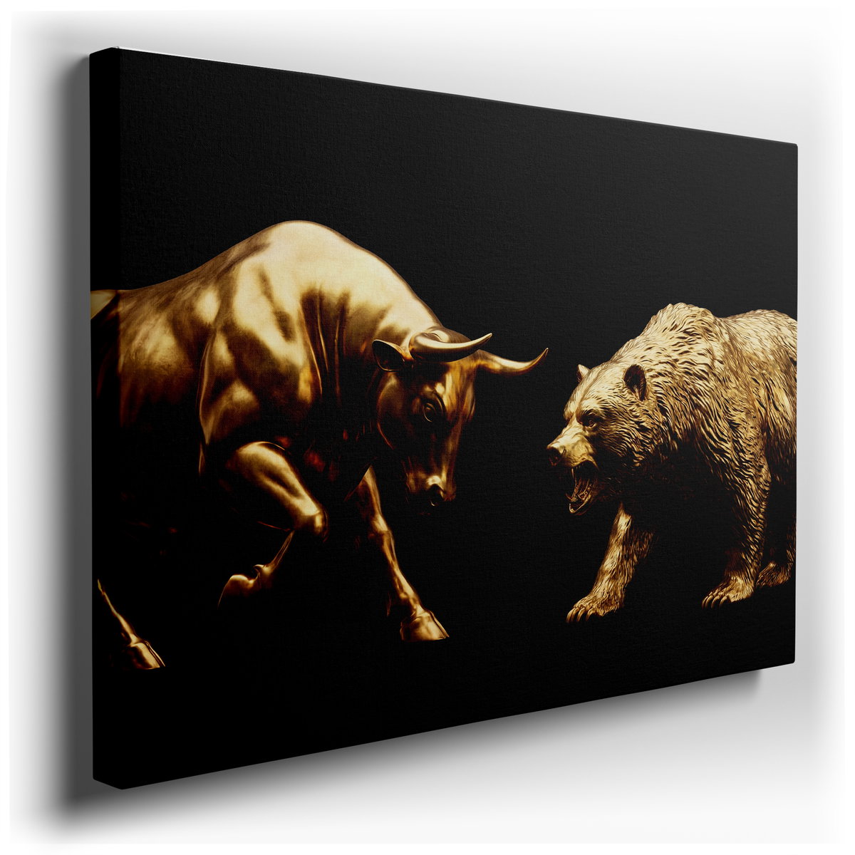 Golden Bull and Bear - Dynamic Canvas Wall Art