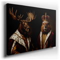 Royal Rivals: Moose and Beaver Portrait Canvas Wall Art