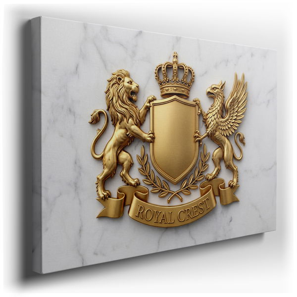 Golden Royal Crest - Elegant Canvas Wall Art