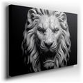 Majestic Marble Lion: Striking Canvas Wall Art