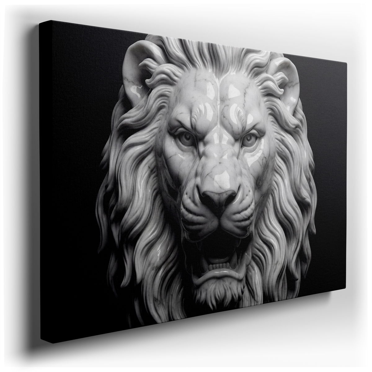 Majestic Marble Lion: Striking Canvas Wall Art