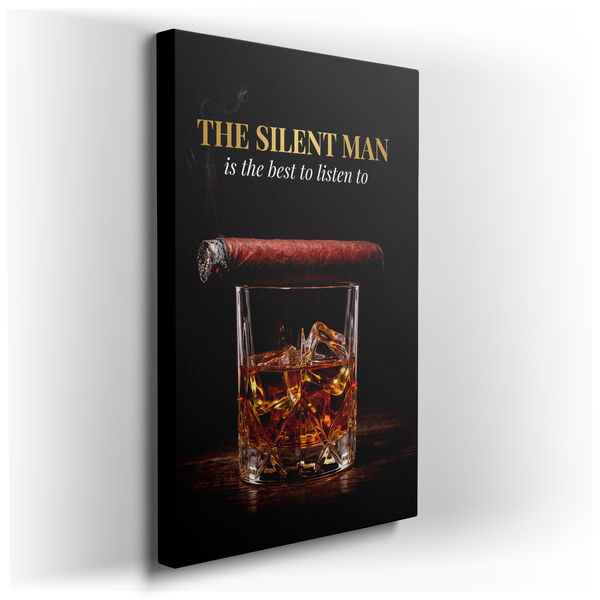 The Silent Man - Whiskey & Cigar Canvas Wall Art