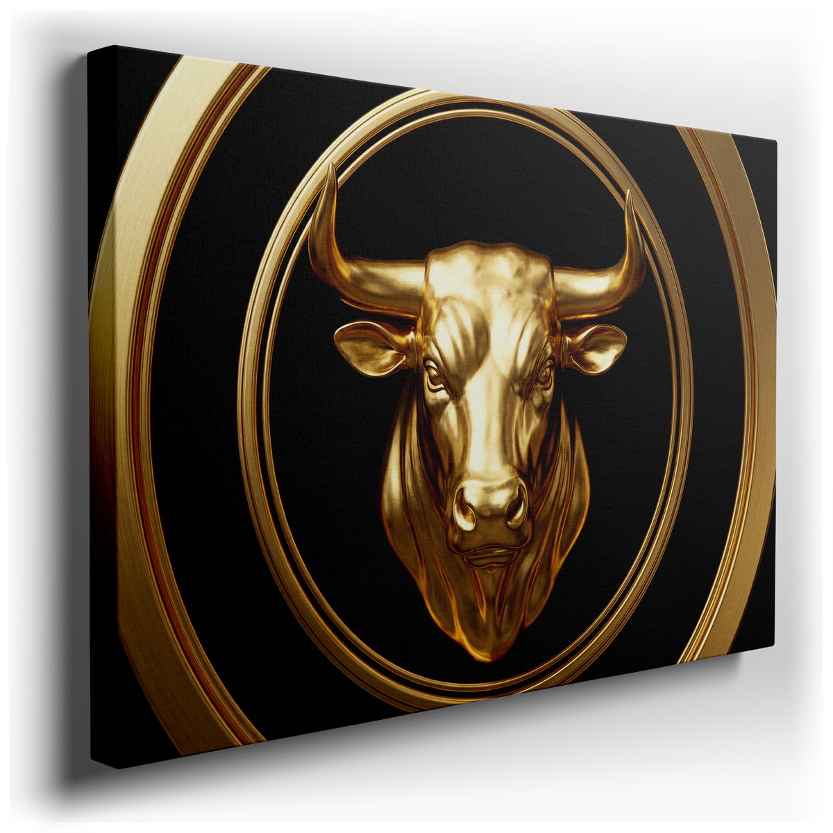 Golden Bull - Abstract Gold Canvas Wall Art