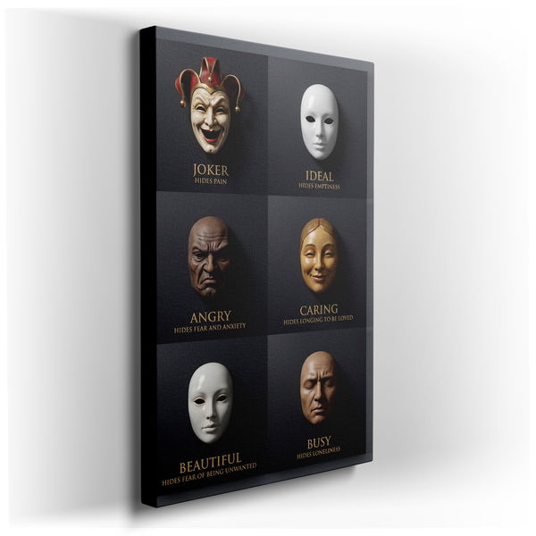 The Masks We Wear - Emotional Expression Canvas Wall Art