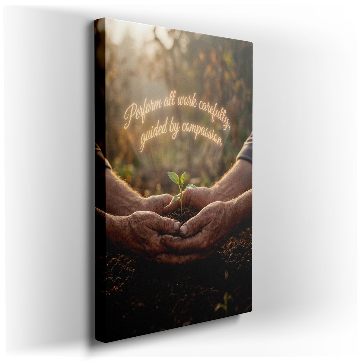 Compassionate Hands Planting Canvas Wall Art - Inspirational Home Decor