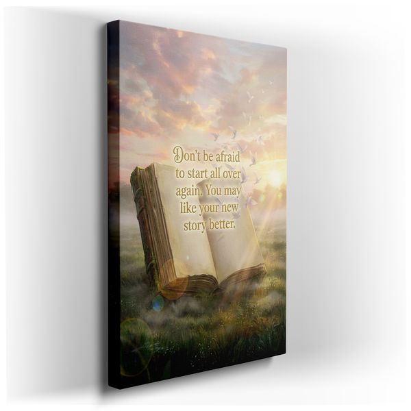 Inspirational Open Book Canvas Wall Art - New Beginnings Decor