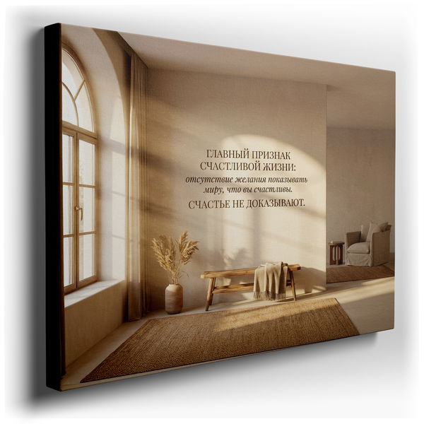 Motivational Russian Quote Canvas Wall Art - Happiness Decor