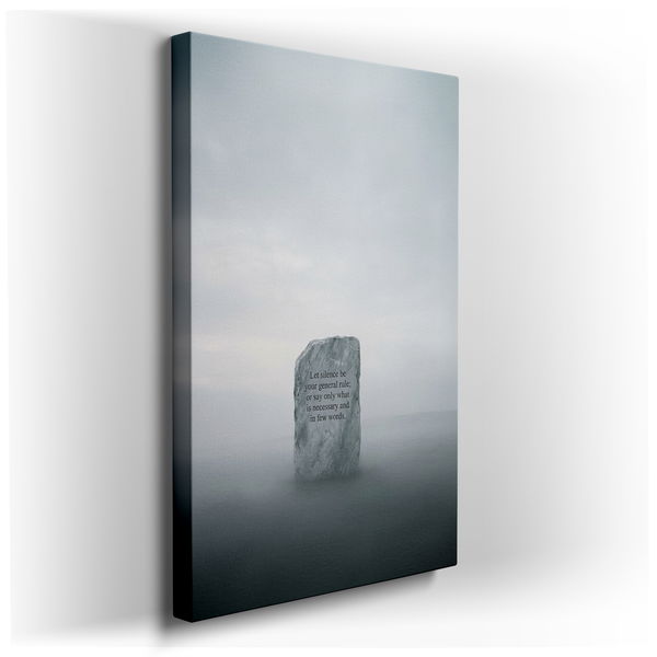 Silent Wisdom Canvas Wall Art - Motivational Stone Decor