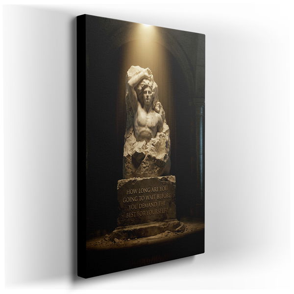 Inspirational Stone Statue - Motivational Canvas Wall Art